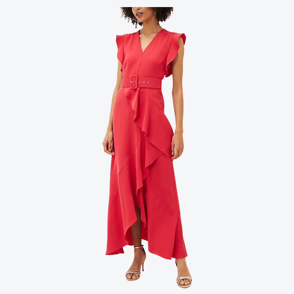 Phoebe Red Frill Dress Macbella